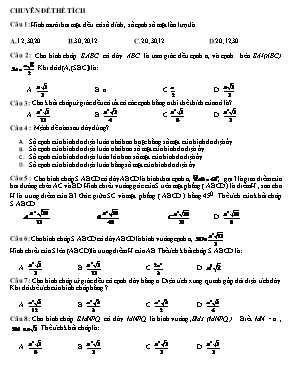 Toán học 12 - Chuyên đề Thể tích